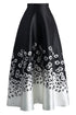 Sexy Monochrome Floral Print High Waist Maxi Skirt